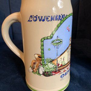 Munich Germany Octoberfest Stein 1 Liter Lowenbrau Festhalle !!!!